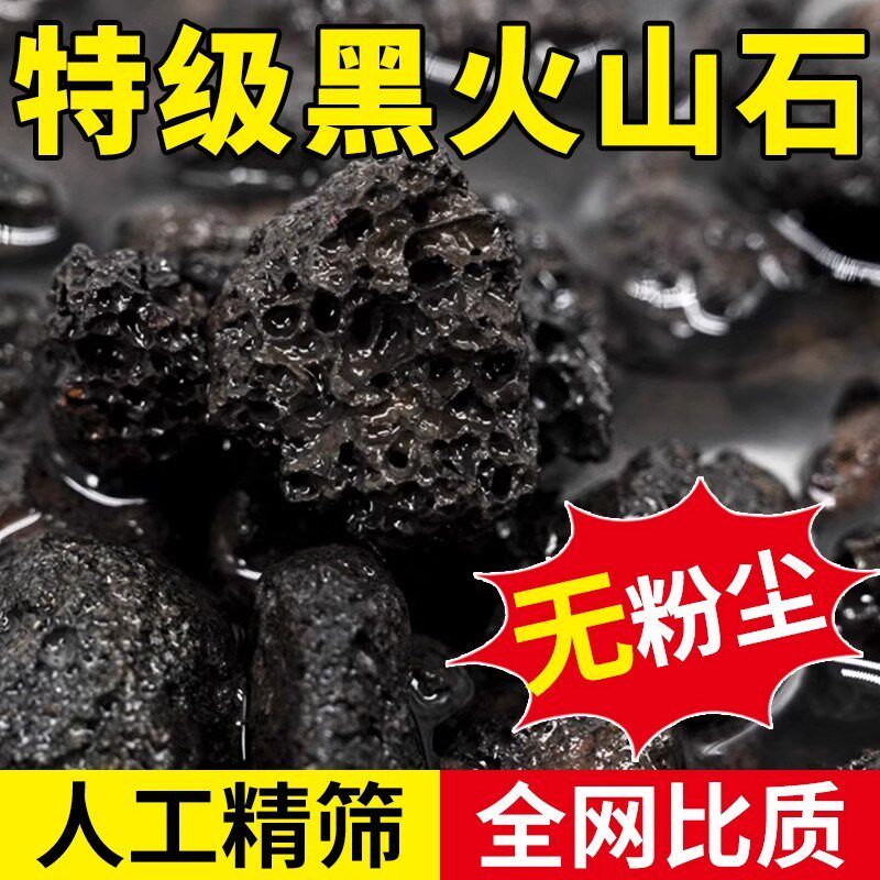 天然黑色火山石颗粒多肉植物营养土水族净水造景富士砂盆栽铺面石