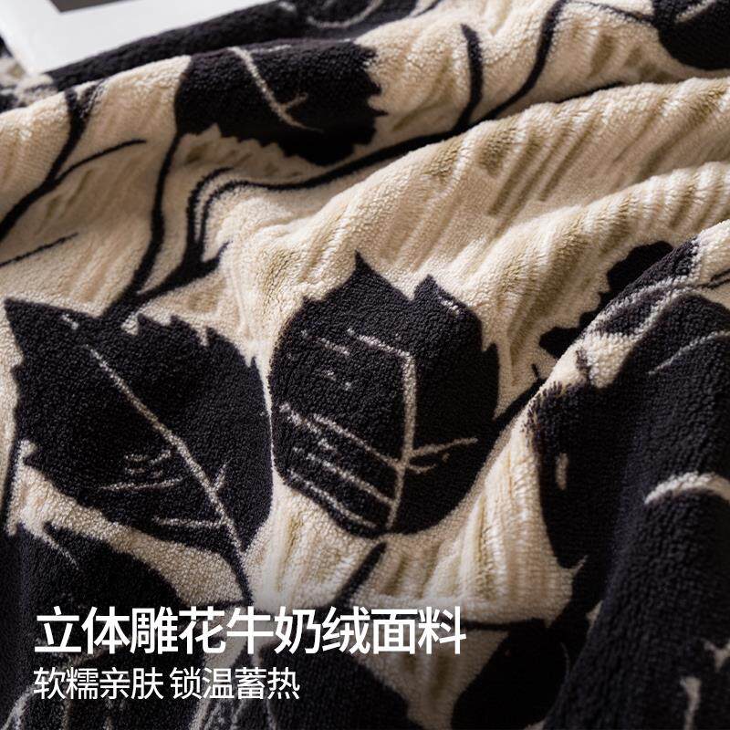 轻奢雕花牛奶绒毛毯沙发盖毯办公室空调午睡披肩毯子加厚铺床上用