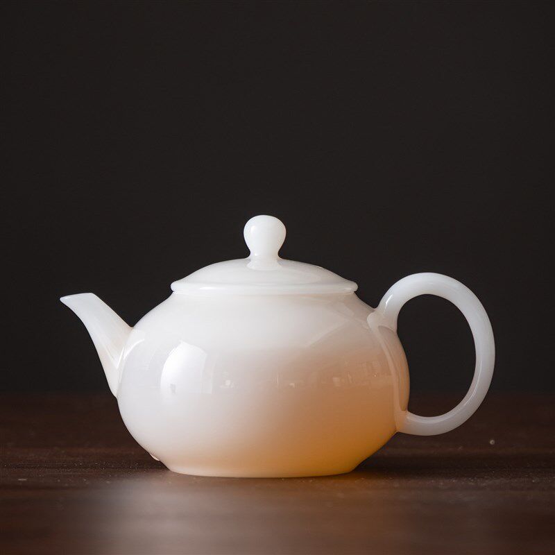 冰种璞玉茶壶德化白瓷泡茶器单壶功夫茶具带球孔过滤茶壶家用简约