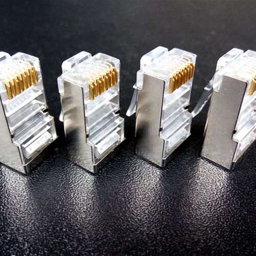 AMP屏蔽超六类超五类水晶头RJ45千兆6类安普8P8C网络金属接头镀金