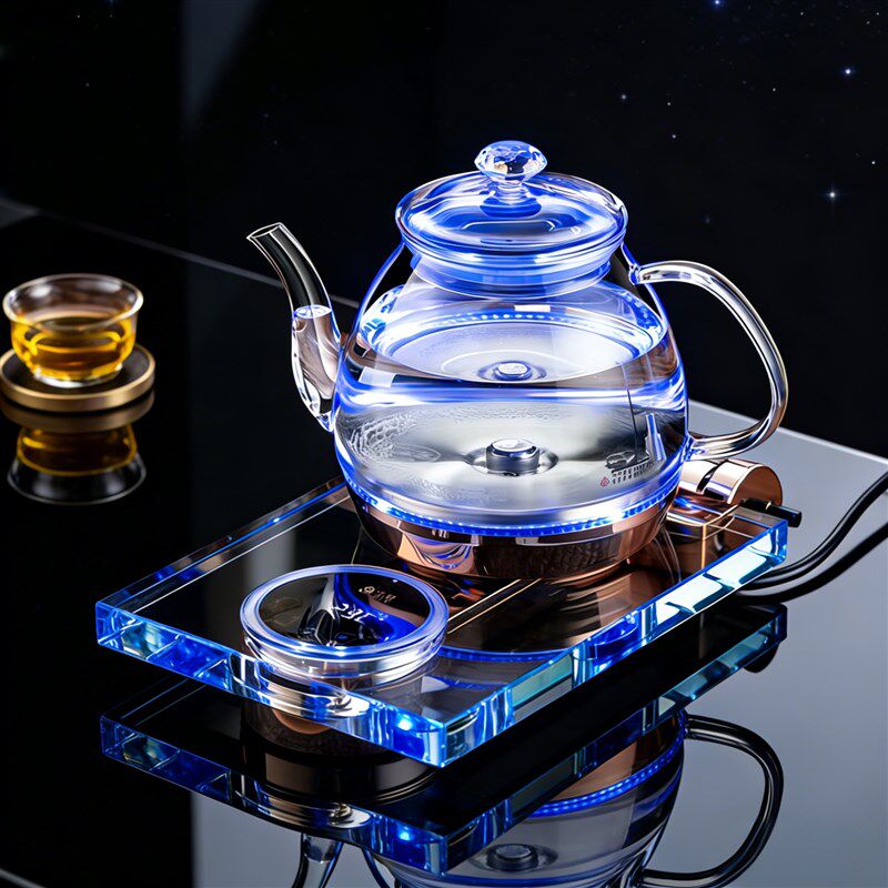 纯钛全自动上水电热烧水壶家用水晶恒温遥控泡茶桌茶台玻璃热水壶