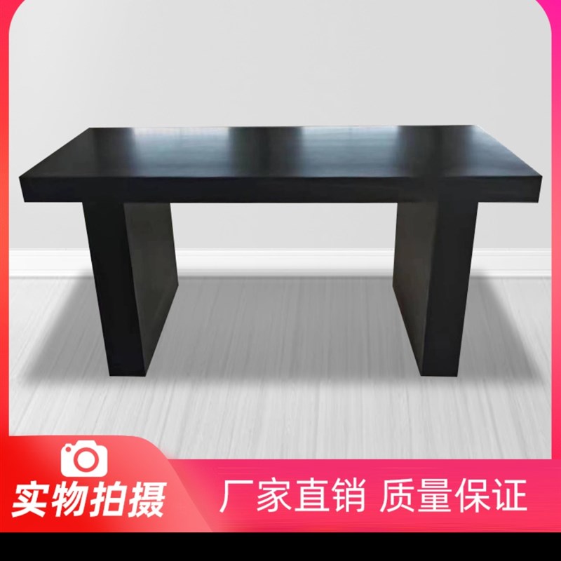 服装店黑色中岛台陈列展示桌鞋包花店烤漆长条桌流水台女装展示架