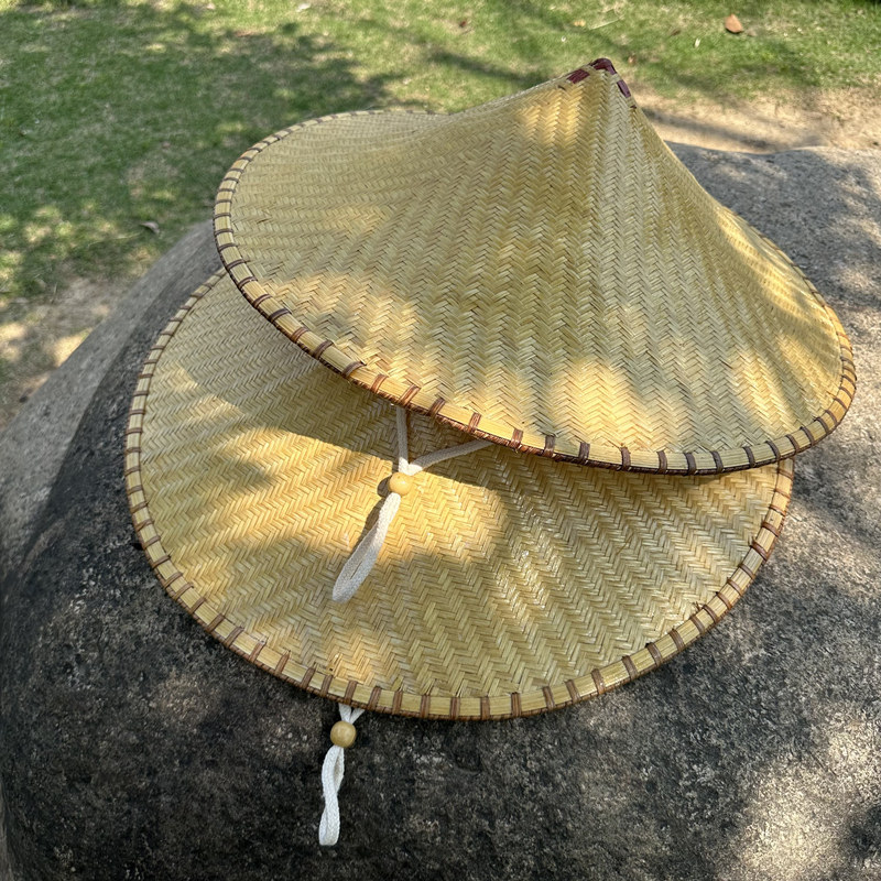 优质手工竹编斗笠帽遮雨防晒帽舞蹈表演装饰帽老式斗笠垂钓遮阳帽