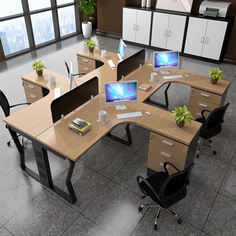 职员4/6人位办公桌椅组合工位办公室简约四人屏风办公桌卡座家具