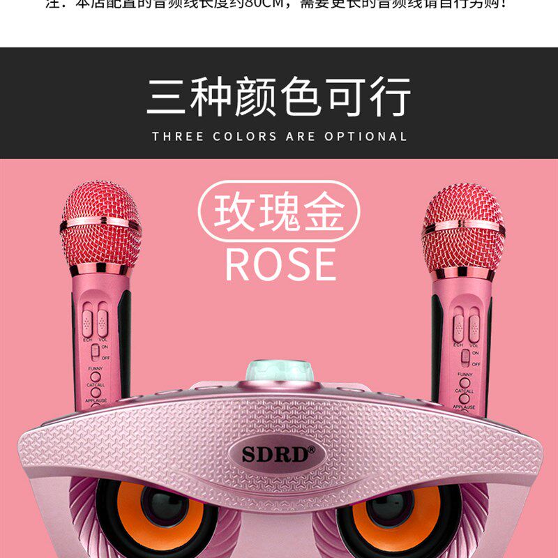 台湾直销SD306家庭蓝牙音响麦克风一体式双人合唱手机K歌无线话筒