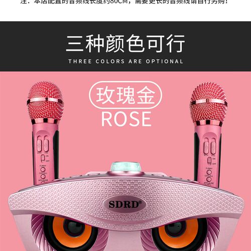 台湾直销SD306家庭蓝牙音响麦克风一体式双人合唱手机K歌无线话筒