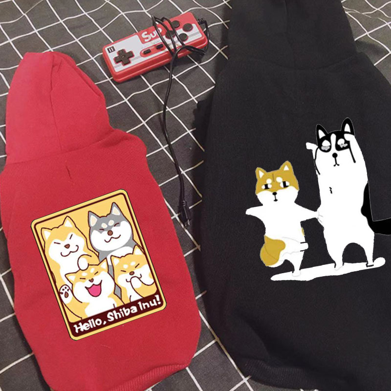 可爱狗的一家 秋冬宠物小柴犬秋田中型犬卫衣幼犬哈士奇棉质衣服