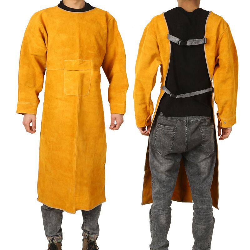 耐高温阻燃焊接围裙 加厚牛皮电焊工作服防护衣