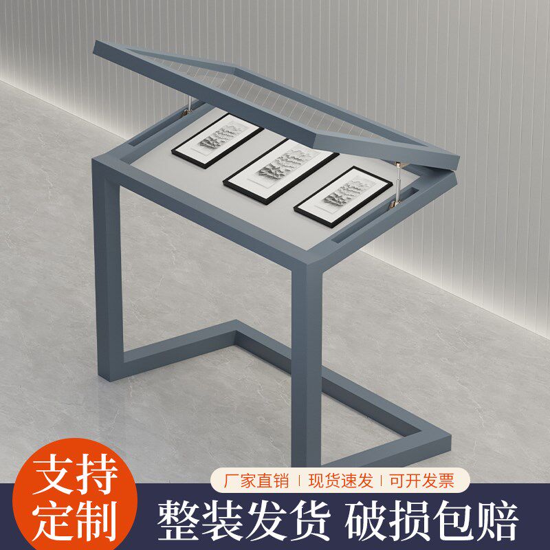 博物馆玻璃展柜文物展览文献资料企业奖章票据展厅陈列液压展示柜