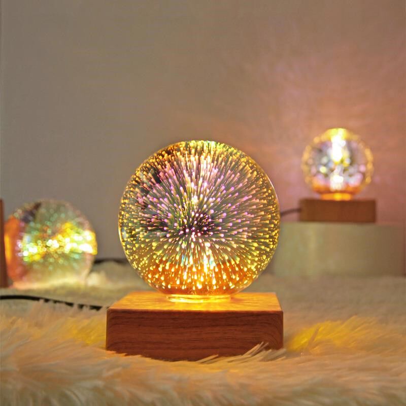 浪漫烟花投影灯USB插电爱心LED氛围小夜灯炫彩3D立体魔幻星空夜灯
