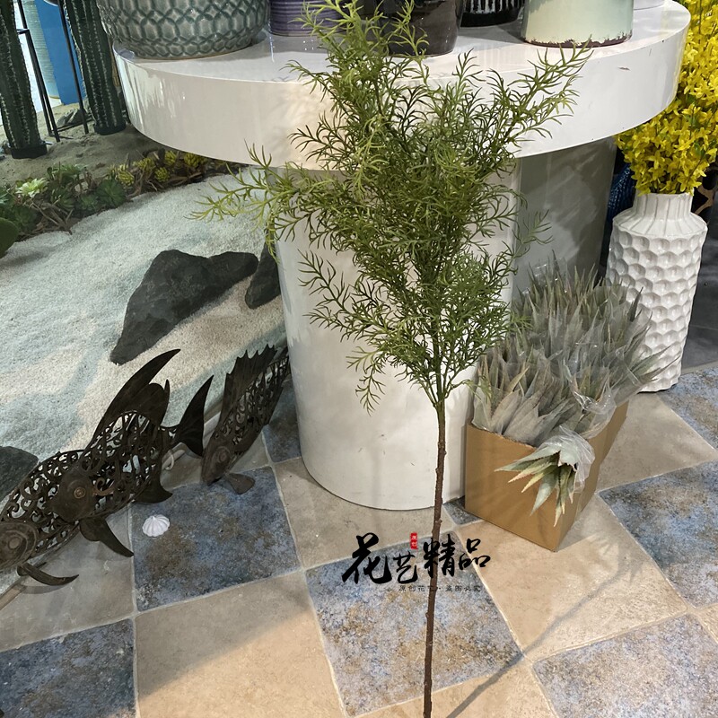 高枝水草珊瑚枝绿植盆栽盆景假花仿真草天门冬造景花艺样板房