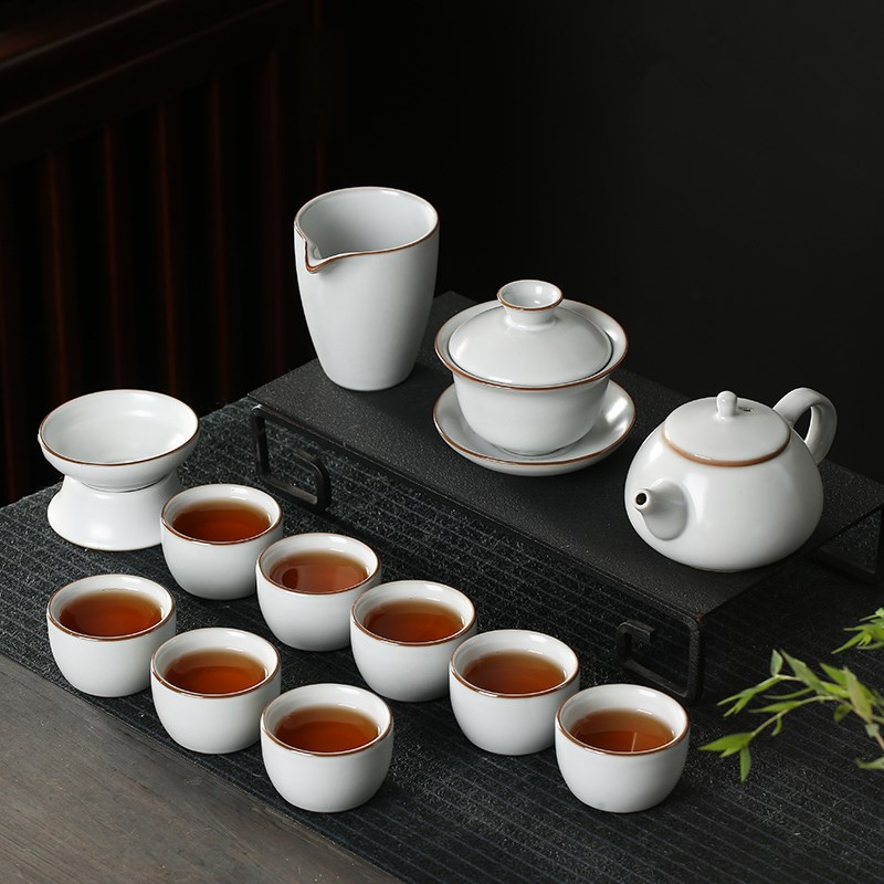 哥窑茶具套装家用中式陶瓷茶杯小功夫泡茶器汝窑组客厅办公室会客