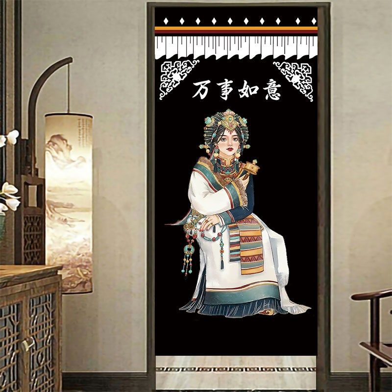 民族藏式门帘窗帘厨房隔断帘风水帘玄关卫生间短帘照片尺寸定制