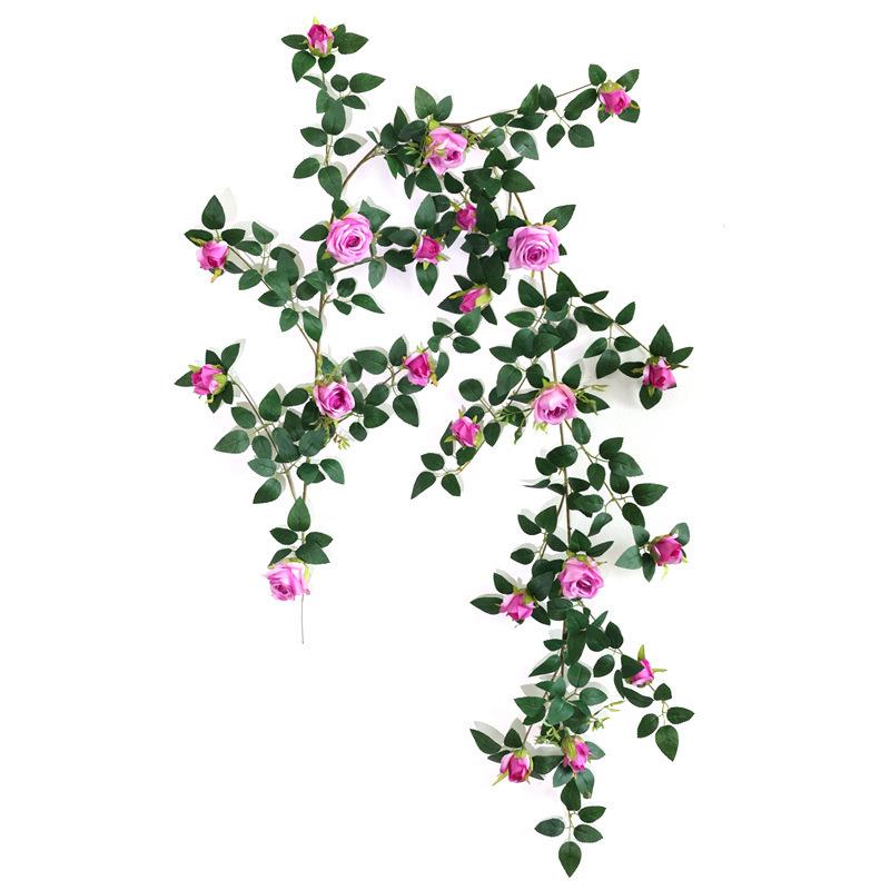 仿真玫瑰花藤条空调管道遮挡缠绕挂墙假花墙面装饰背景墙阳台吊篮