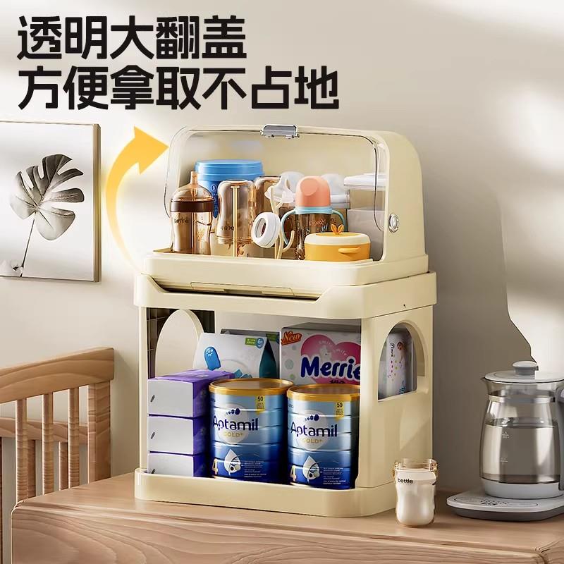 美国奶瓶收纳箱宝宝餐具辅食收纳柜大容量婴儿专用置物防尘沥水架
