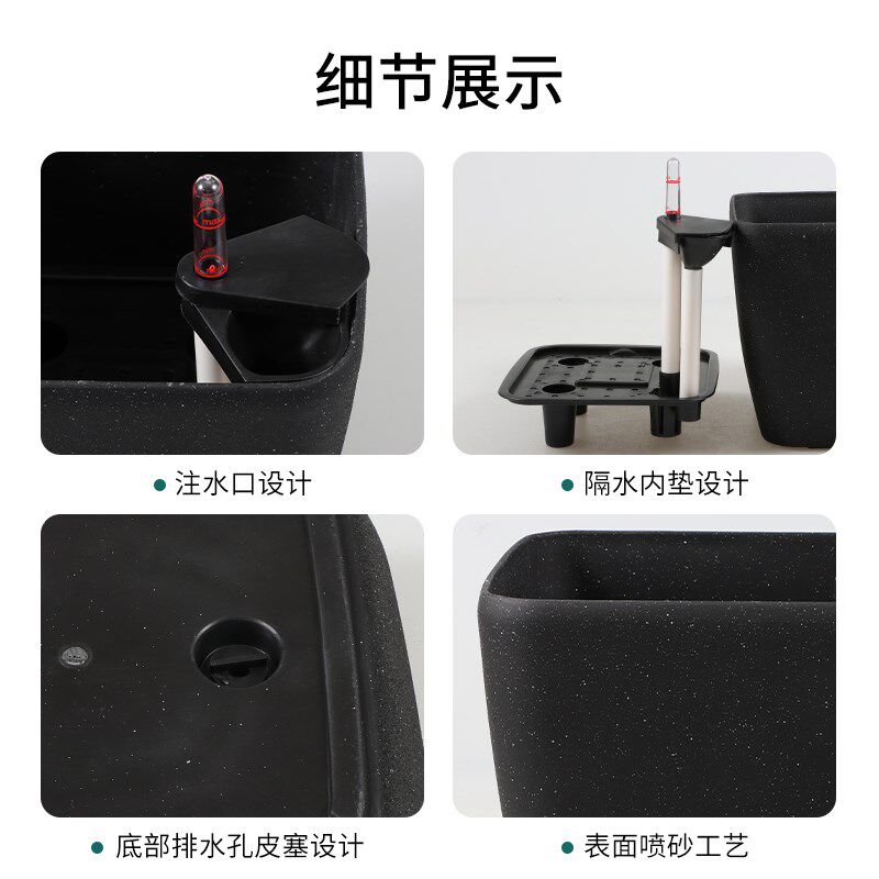 方形大口径花盆懒人自动吸水储水盆琴叶榕专用客厅中号大号塑料盆