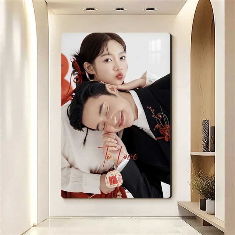 定制婚纱照相框床头结婚照放大挂墙全家福无框水晶相片冲印加框
