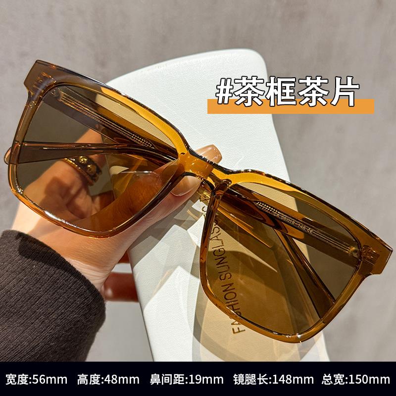 超大框茶色偏光太阳镜男2025新款可配近视方形开车驾驶遮阳墨镜女
