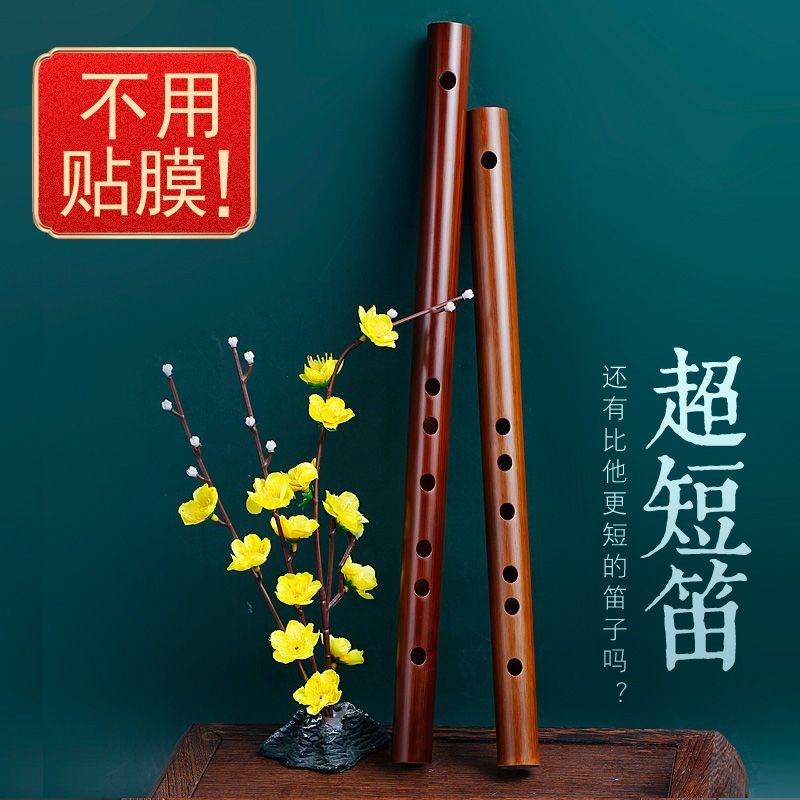 迷你短笛无膜孔初学横笛入门竹笛小笛子随身易学口袋乐器无膜竹笛