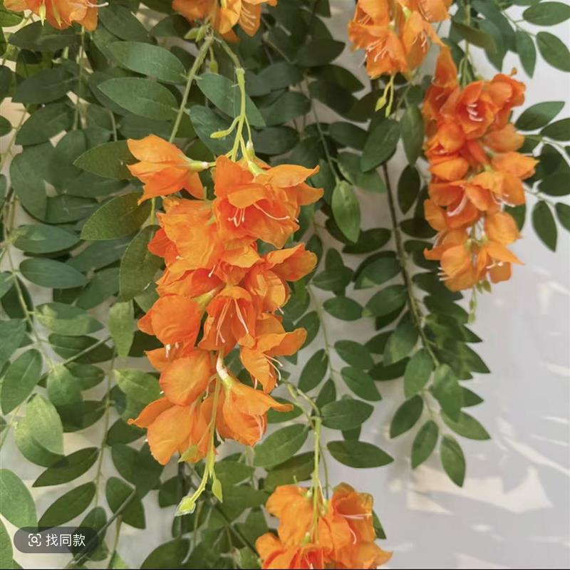 仿真紫藤花壁挂仿真风铃花灯笼吊兰墙面装饰花藤垂吊室内室外造景