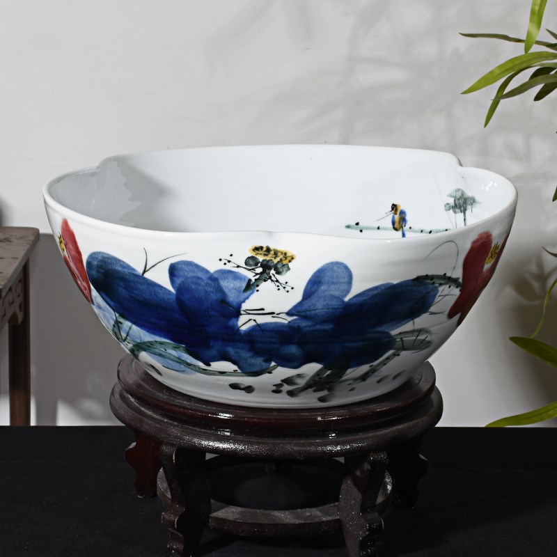 景德镇异形陶瓷水培无孔荷花盆睡莲碗莲花专用铜钱草庭院鱼缸家用