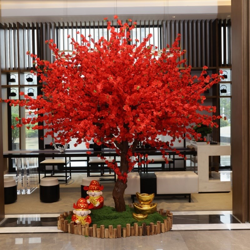 仿真桃花树祈福树新年发财红包许愿树大型梅花树商场布置装饰造景