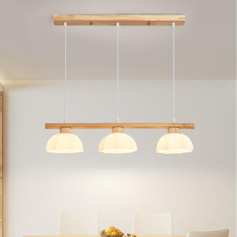 北欧餐厅三头吊灯日式卧室床头灯餐桌茶座吧台玻璃原木小鸟吊灯具