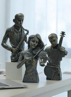 音乐家人物树脂工艺品萨克斯小提琴家居电视柜装饰摆件