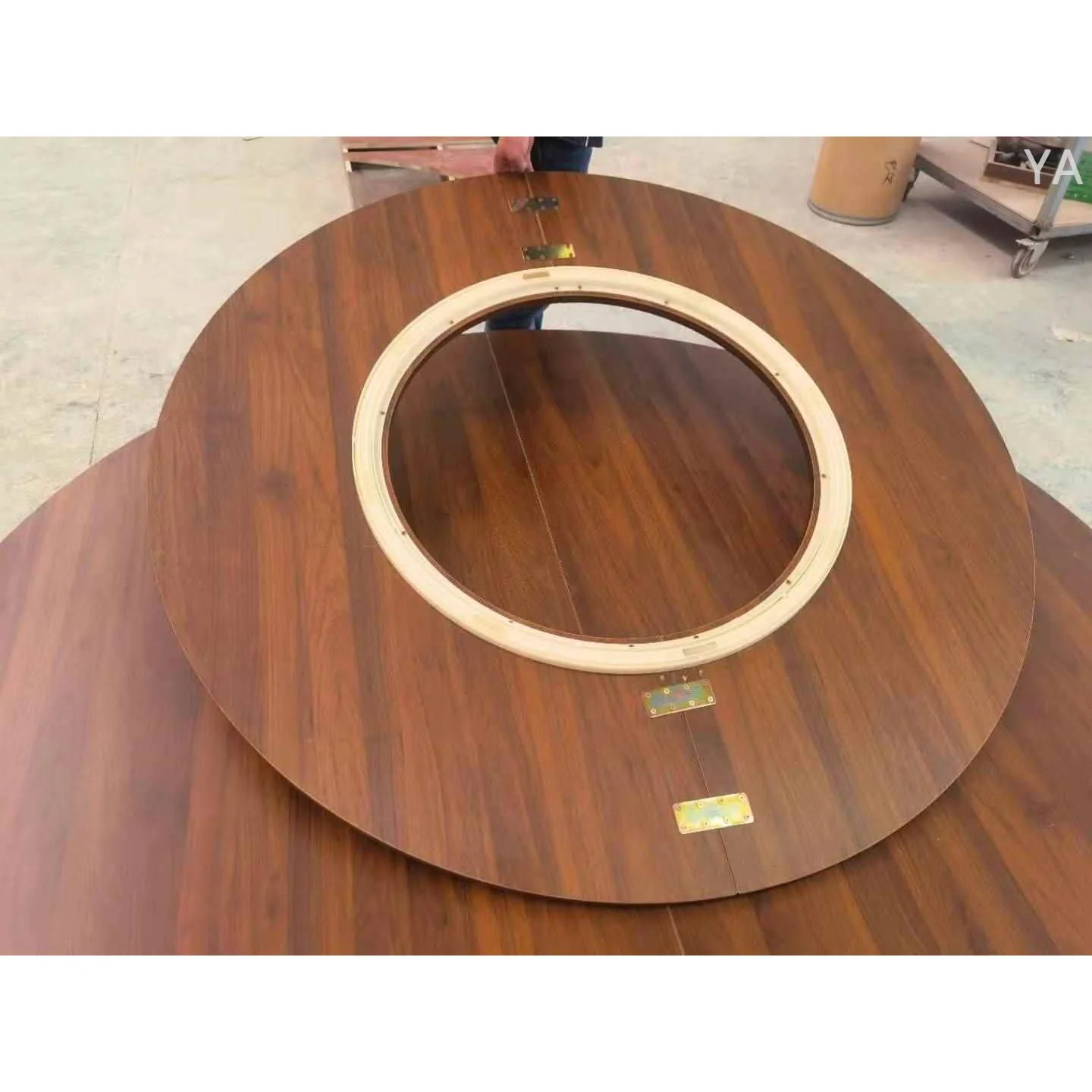 定制开孔大圆桌转盘实木台面空心火锅转盘家用圆桌面板圆台新款