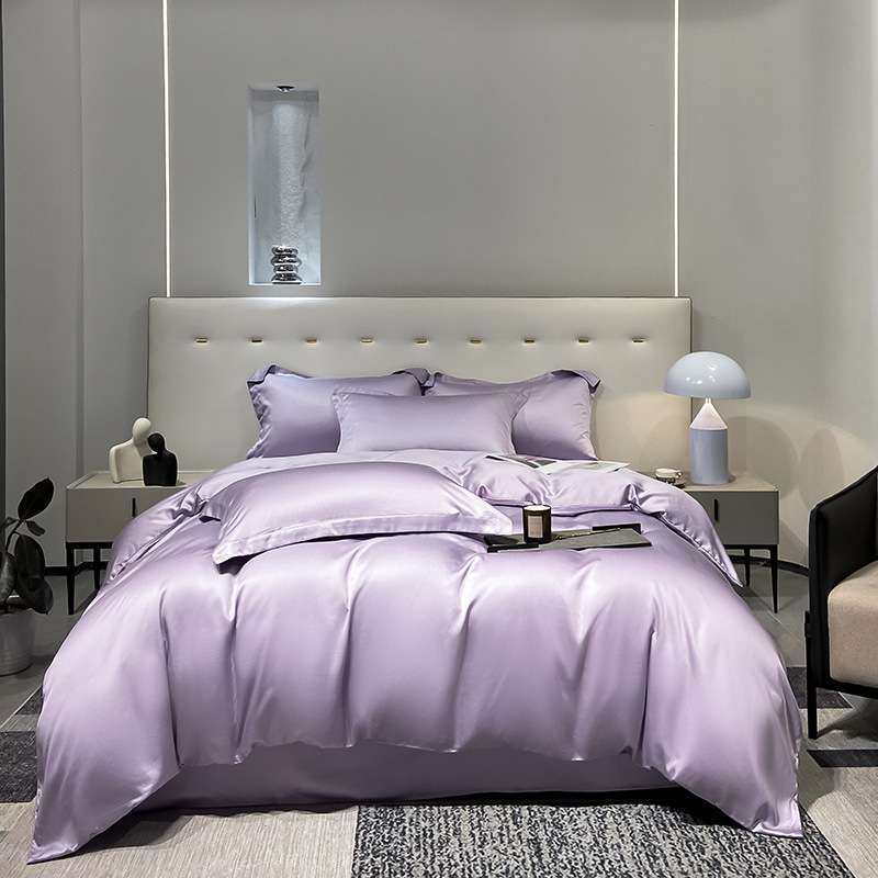 春夏莱赛尔纤维天丝四件套高端轻奢床上用品夏季凉感宿舍纯色套件