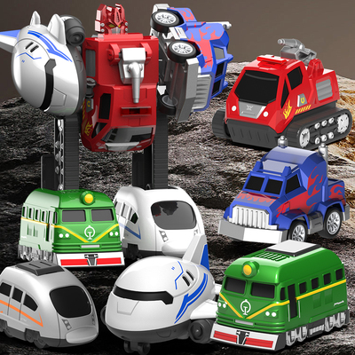 合金机器人回力滑行玩具交通突击队五合体儿童6-12岁男孩益智礼物