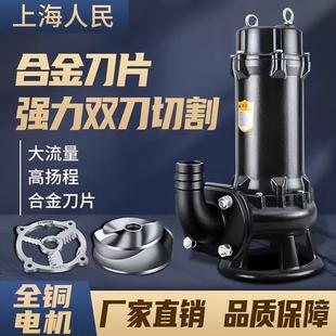 污水泵家用小型水泵380V化粪池泥浆排污泵沼气池 上海人民切割式