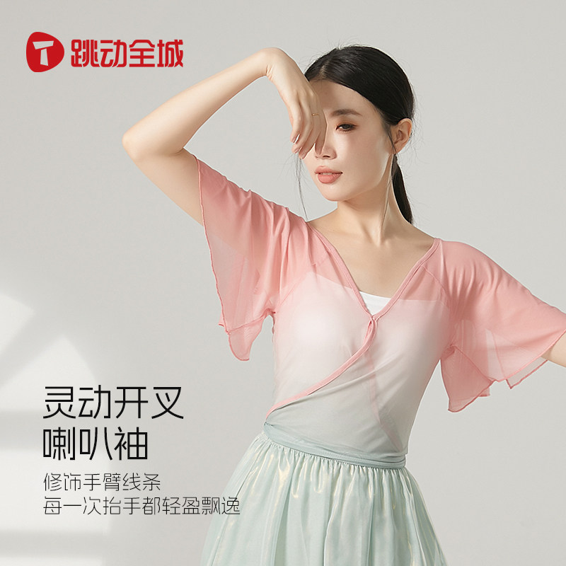 2025新款古舞蹈服装渐变小飞袖身韵纱衣中国民族舞练功服国风女