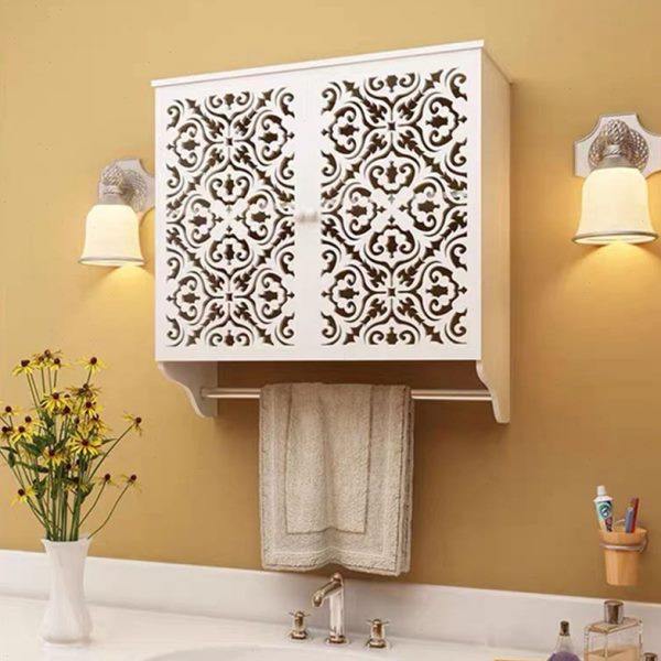 新款浴室置物架厕所洗手间 洗漱台毛巾收纳免打孔壁挂式 雕花吊柜,收纳整理,暖气片置物架,淘宝优惠券,粉丝福利购,淘宝优惠卷