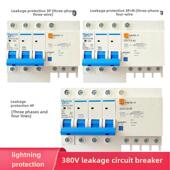 380V上海人民空气开关带漏电保护断路器3P三相四线4P缺相防雷漏电