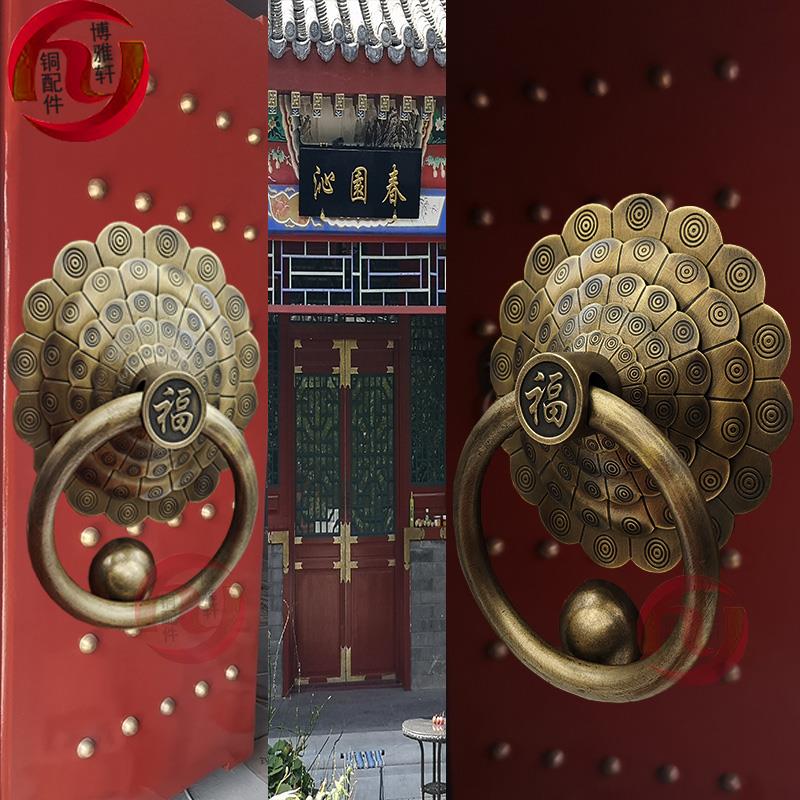 铜门环中式纯铜把手古建老式门环兽头铜拉环狮子头仿古院门铜拉手