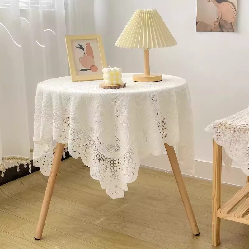 田园风桌布蕾丝轻奢高级感ins风圆形电视柜沙发蕾丝台布复古盖布
