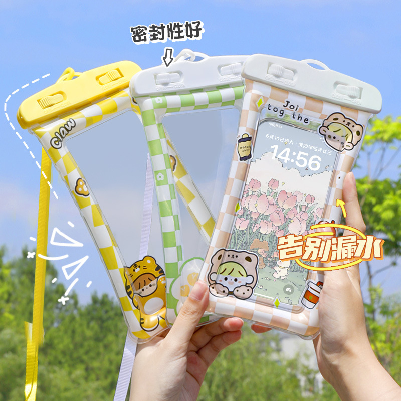 手机防水袋可触屏斜挎带绳游泳潜水套苹果华为通用漂流密封带气囊