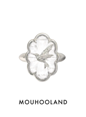 Mouhooland/暮后之地蜂鸟系列白水晶蜂鸟戒指情侣食指戒小众指环