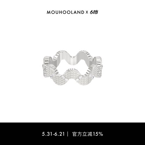 Mouhooland/暮后之地杏花系列波浪戒指小众设计食指戒情侣款指环