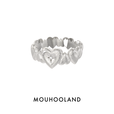 Mouhooland/暮后之地刻骨铭心爱心戒指925银拉丝工艺小众原创设计