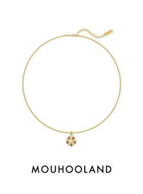 Mouhooland/暮后之地杏花系列虎眼石杏花编织项链金色小众设计