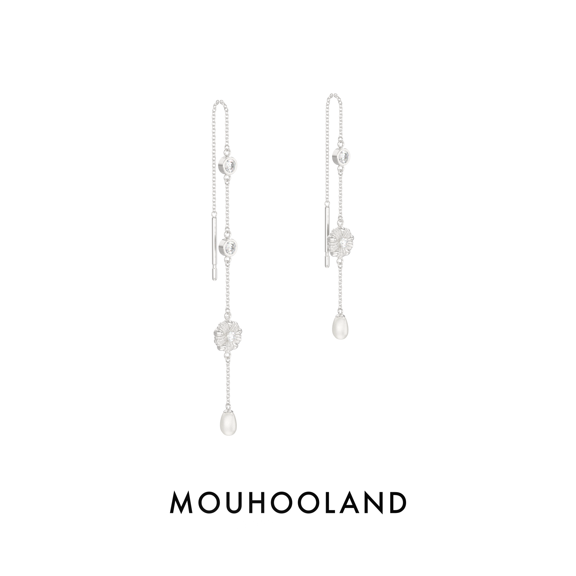 Mouhooland/暮后之地杏花系列编织耳线小众设计珍珠耳饰高级感ins图片