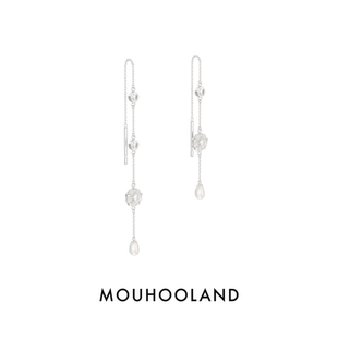 Mouhooland 暮后之地杏花系列編織耳線小眾設計珍珠耳飾高級感ins