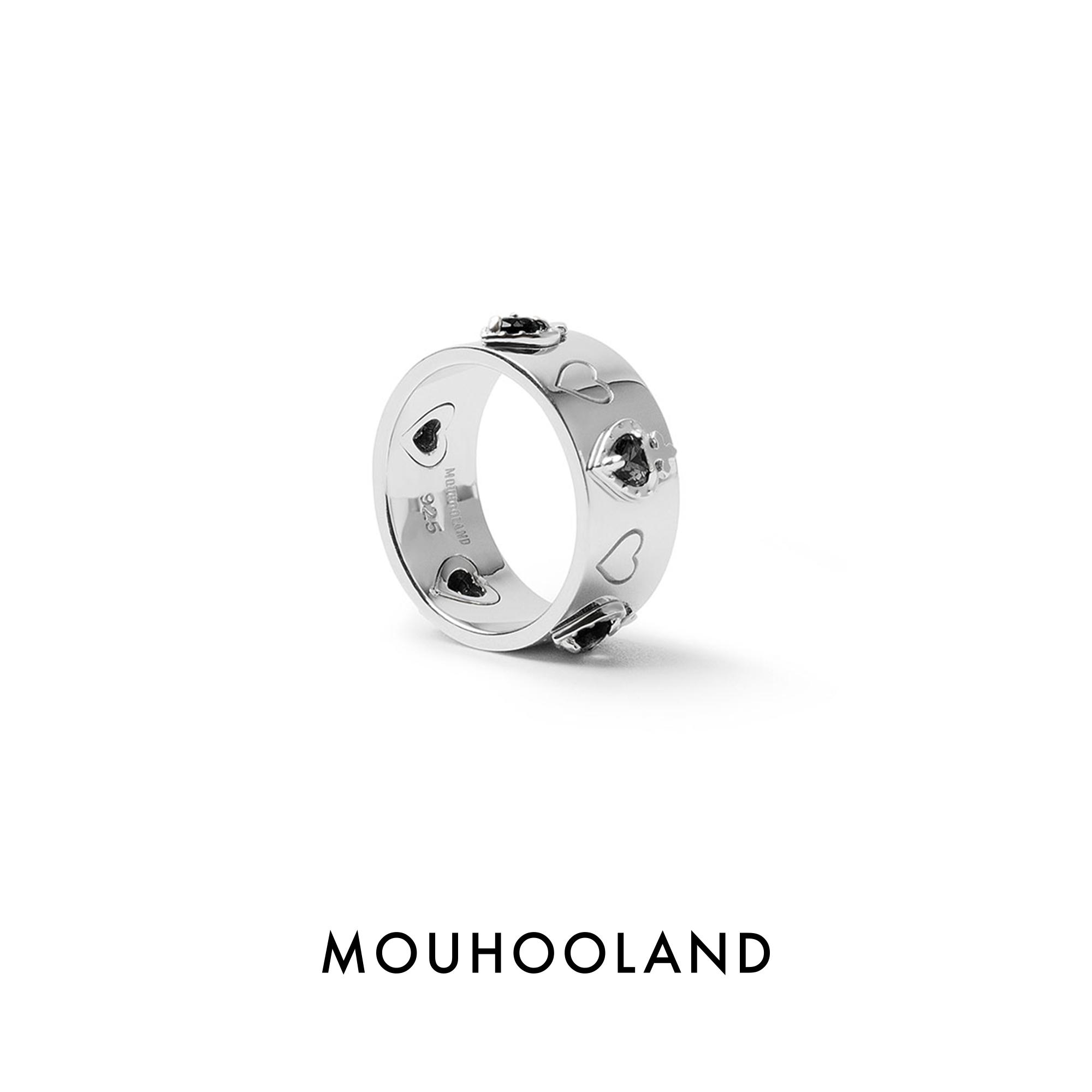 Mouhooland/暮后之地黑曜之心戒指925银情侣款食指戒小众设计指环