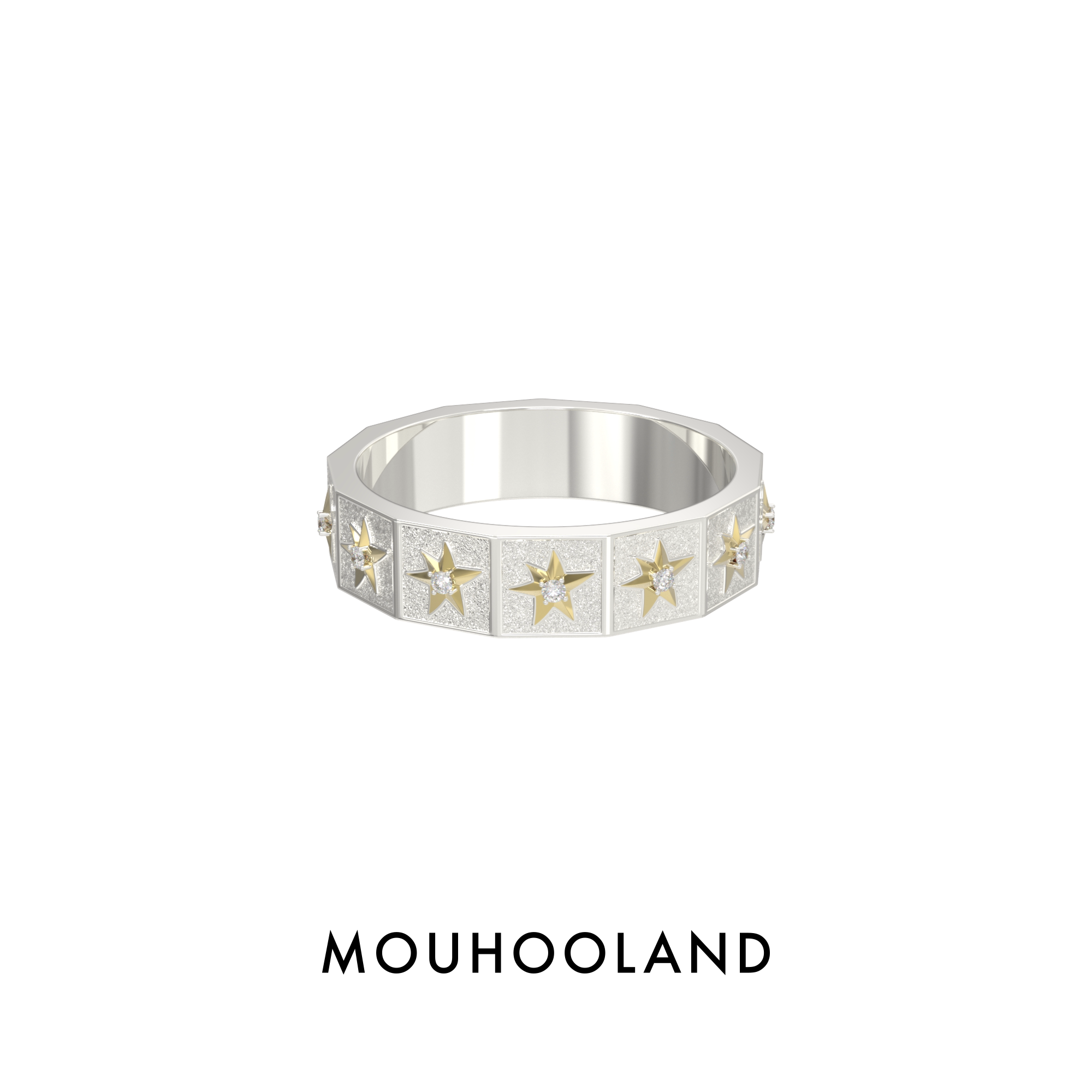 Mouhooland/暮后之地圣诞星系列13面星芒戒指小众设计指环情侣款图片