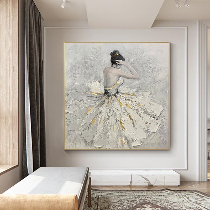 纯微喷晶瓷芭蕾舞少女背影装饰画北欧式轻奢主卧床头挂画餐厅壁画图片