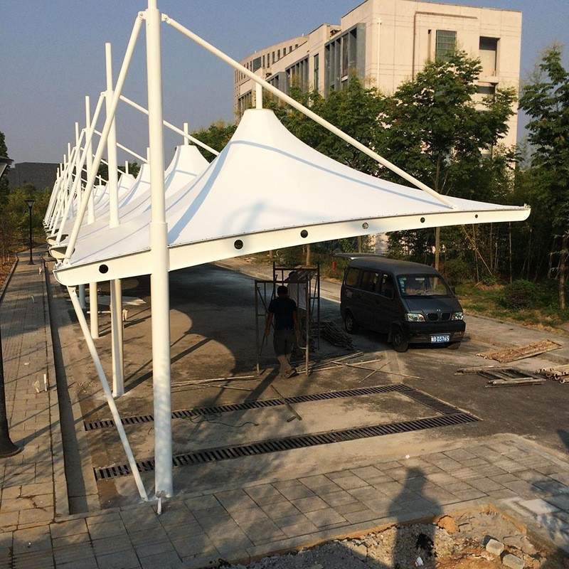 户外停车场遮阳雨棚钢结构膜结构汽车棚充电桩自行车雨蓬