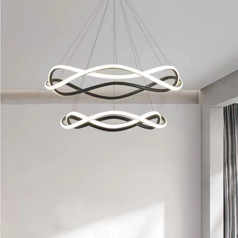 2022年新款设计师意式极简客厅吊灯现代简约大气餐厅卧室圆环吊灯