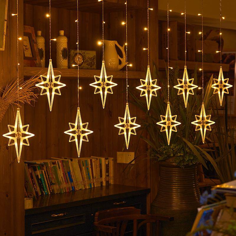 太阳能变色灯串户外防水花园阳台装饰庭院布置星月北极星窗帘灯